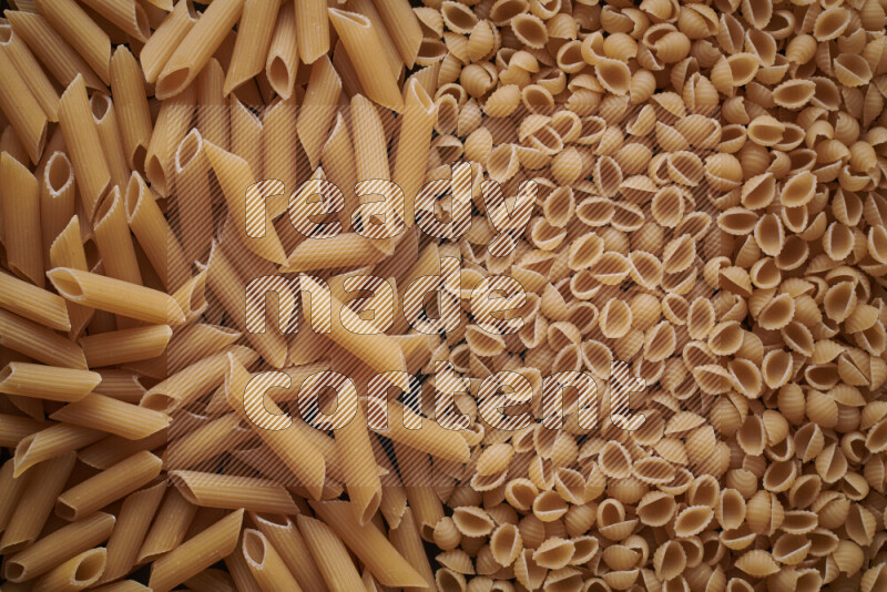2 types of pasta filling the frame