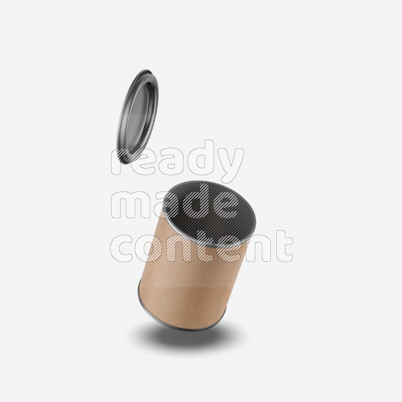 Kraft paper tube mockup with metal lid isolated on white background 3d rendering