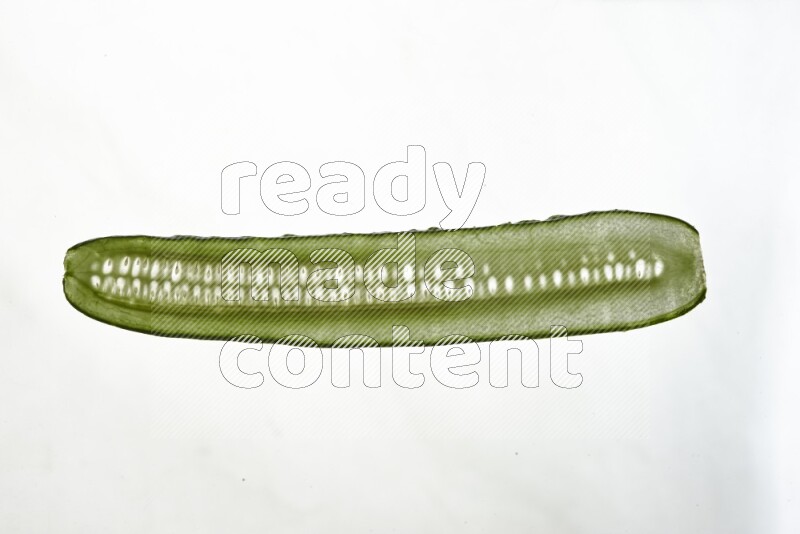 Cucumber slices on illuminated white background