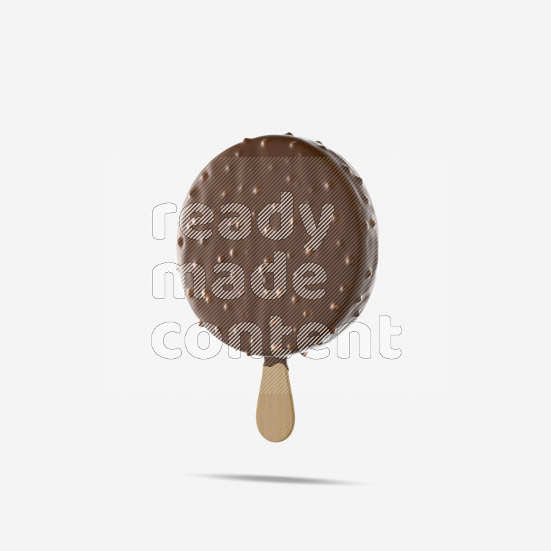 Chocolate ice cream stick mockup isolated on white background 3d rendering