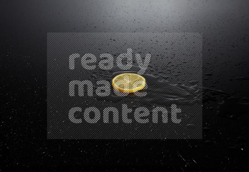 Lemon slice on black background