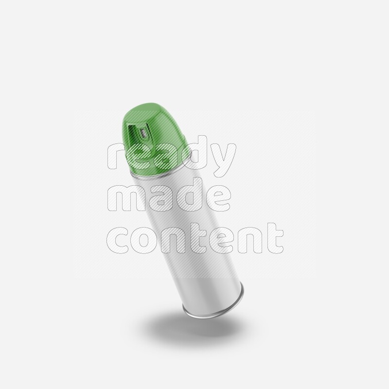 Metal spray bottle mockup with colored plastic cap isolated on white background 3d rendering