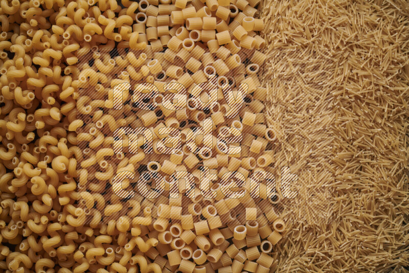 3 types of pasta filling the frame
