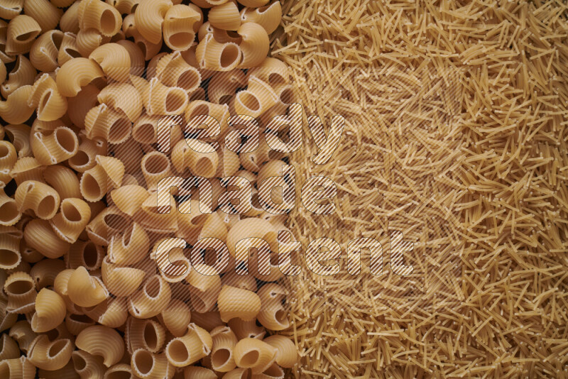 2 types of pasta filling the frame