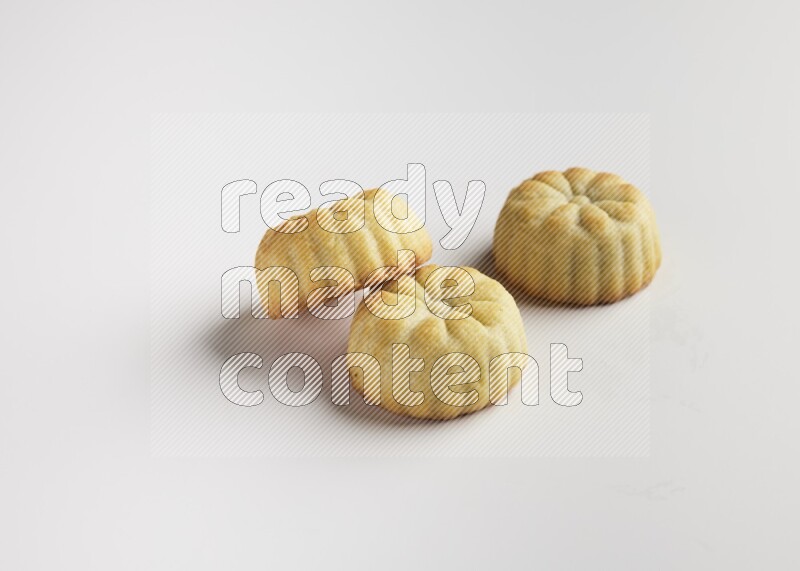 Three Pieces of Maamoul direct on white background
