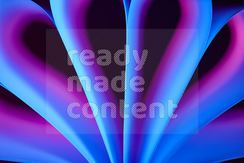 An abstract art piece displaying smooth curves in blue and pink gradients created by colored light