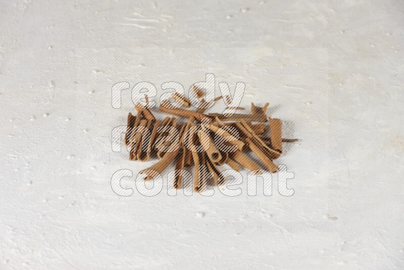 Cinnamon sticks in different angles on white background
