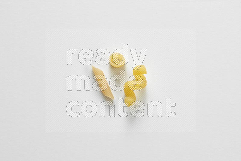 Different pasta types on white background