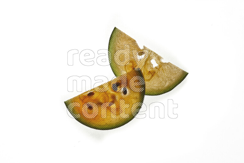 Watermelon slices on illuminated white background