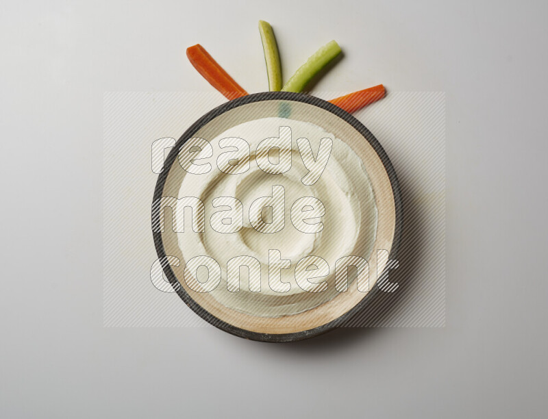 plain Lebnah in a pottery plate on a white background