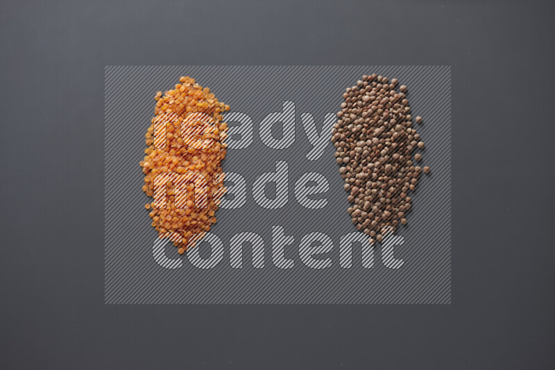 Bunches of legumes on grey background