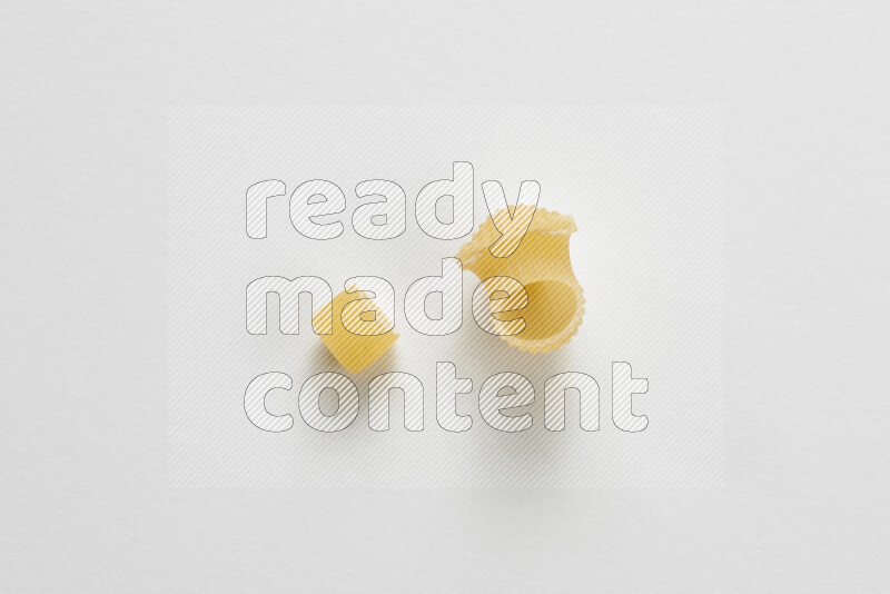 Different pasta types on white background
