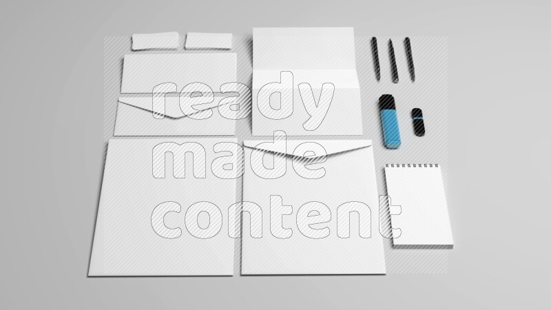 Corporate Stationery Elements, Blank White Textured Brand ID, On White Background