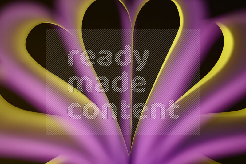 An abstract art piece displaying smooth curves in yellow and pink gradients created by colored light