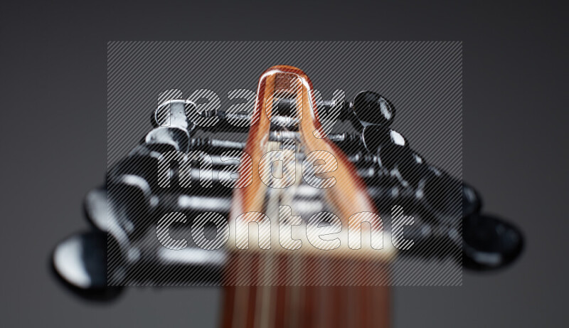 parts of a brown wooden Oud in a gray background