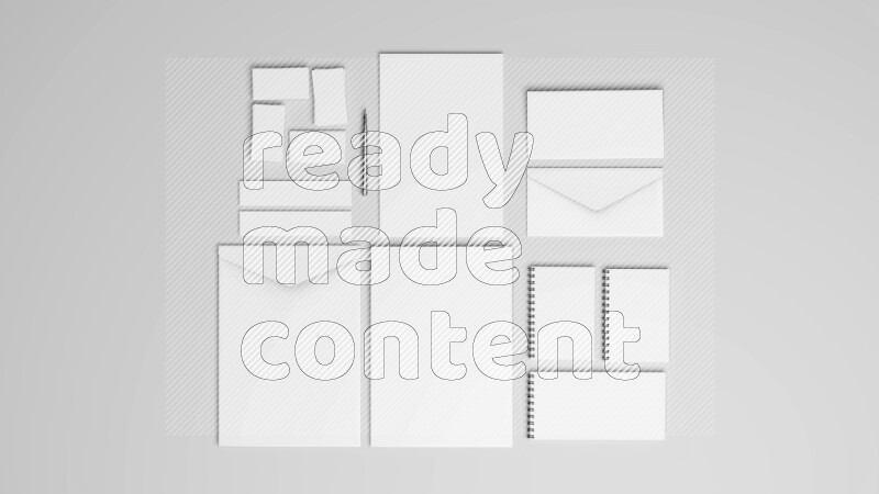 Corporate Stationery Elements, Blank White Textured Brand ID, On White Background