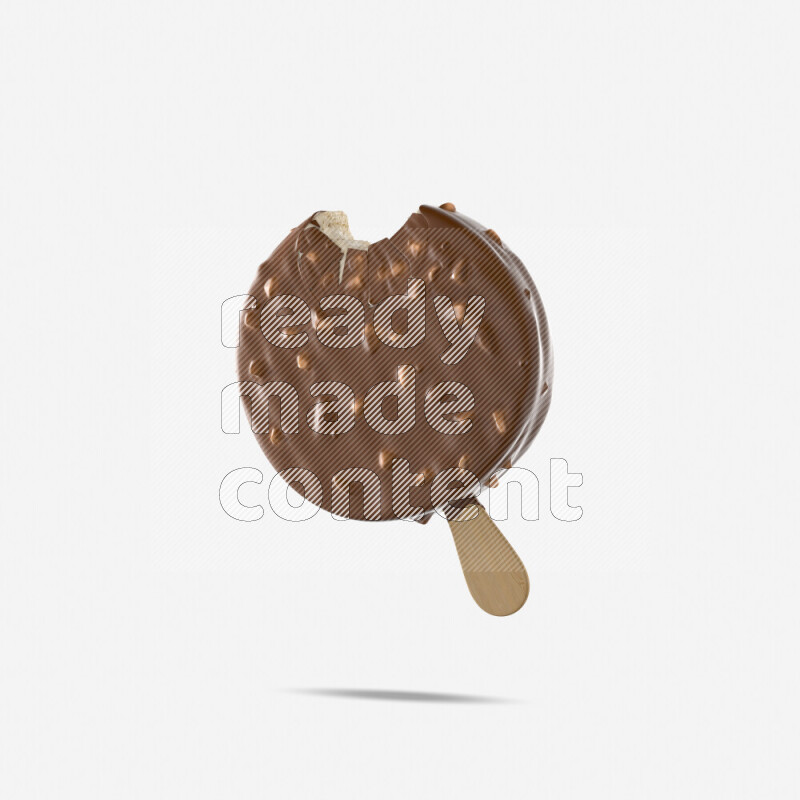 Chocolate ice cream stick mockup isolated on white background 3d rendering