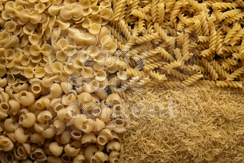 4 types of pasta filling the frame