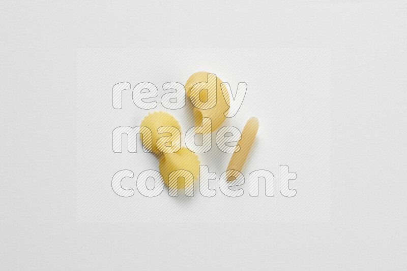 Different pasta types on white background
