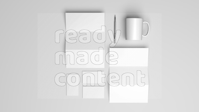 Corporate Stationery Elements, Blank White Textured Brand ID, On White Background