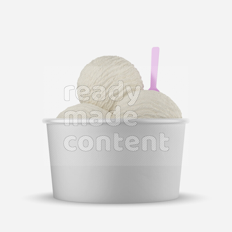Ice cream in a white rough paper cup mockup isolated on white background 3d rendering