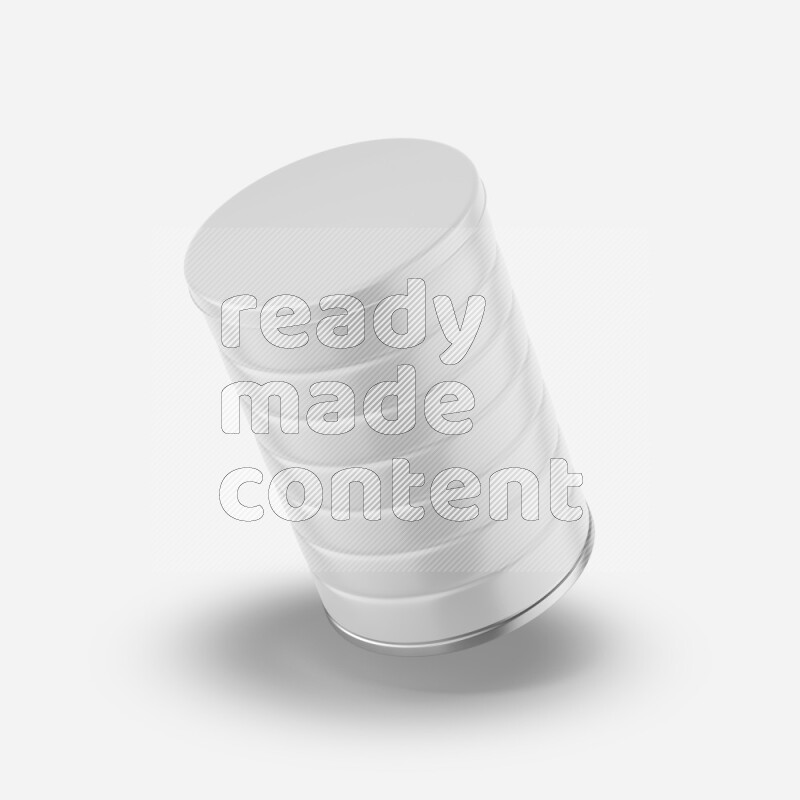 Metallic tin can mockup with label and lid isolated on white background 3d rendering