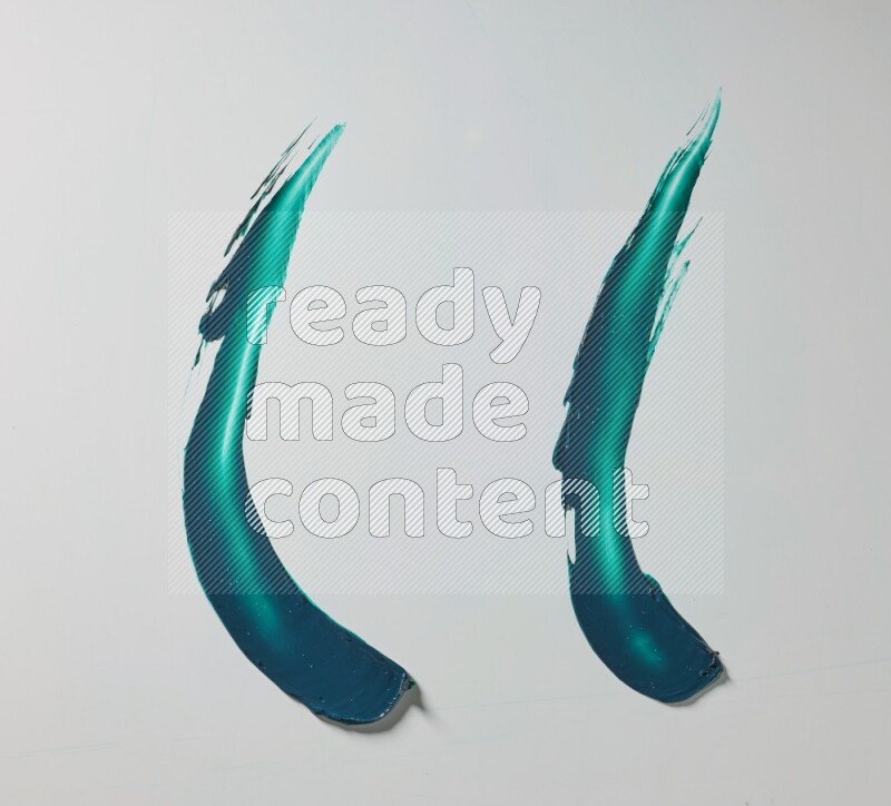 Turquoise curved painting knife strokes on white background
