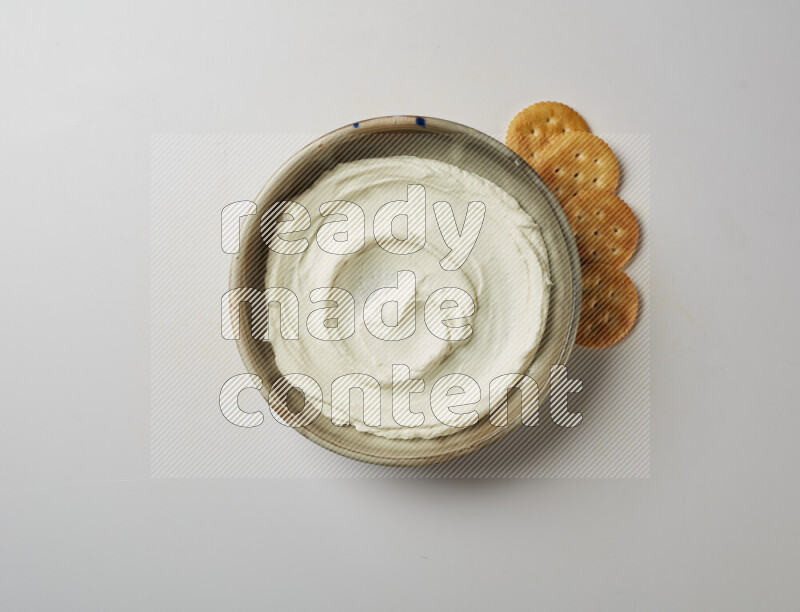 Plain Lebnah  in a grey pottery plate on a white background