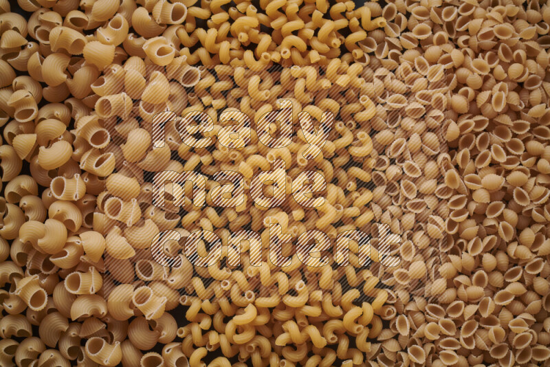 3 types of pasta filling the frame