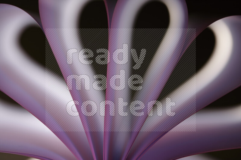 An abstract art piece displaying smooth curves in white and purple gradients created by colored light