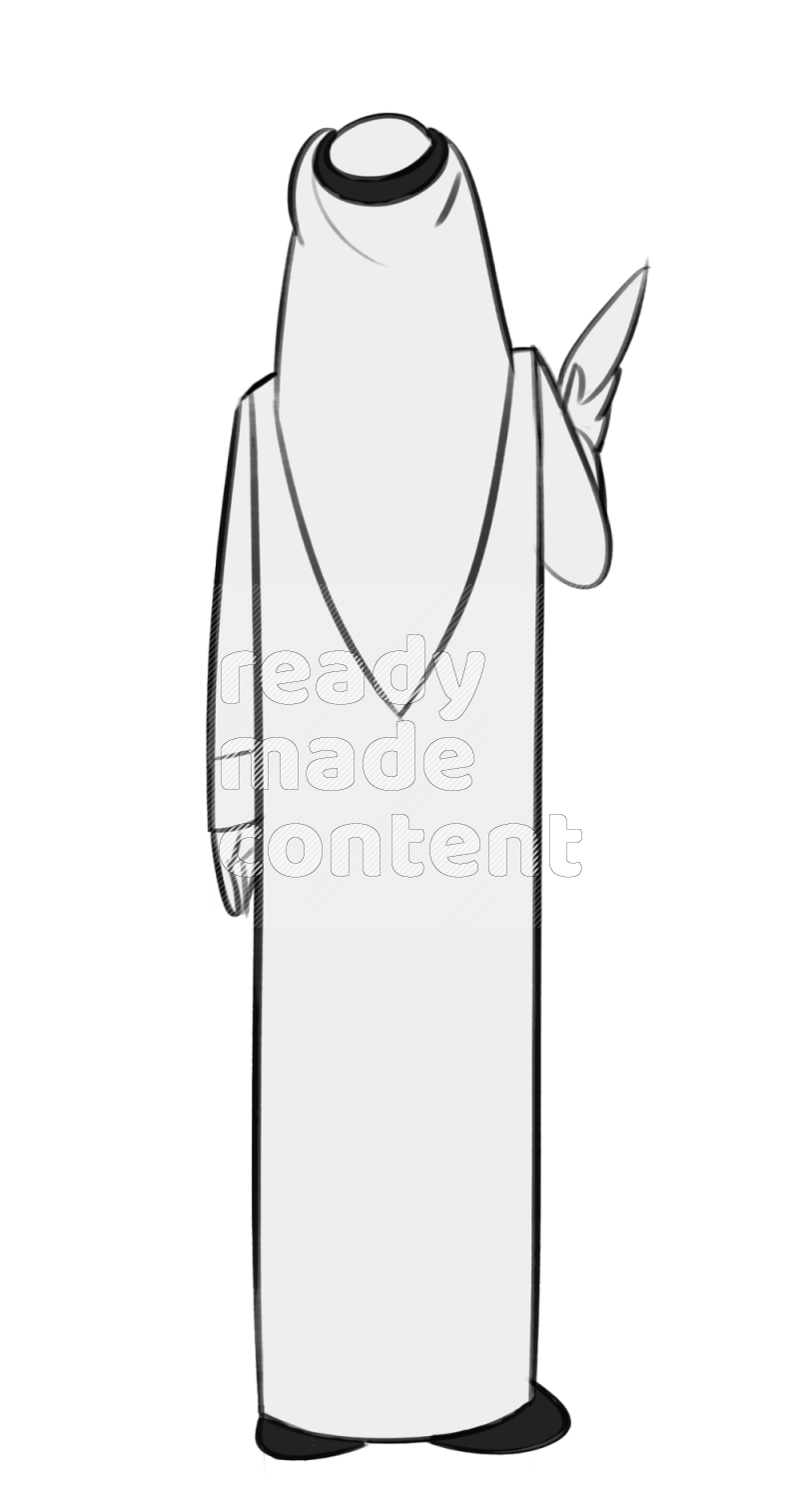 Saudi man handing a paper standing  different angles eye level