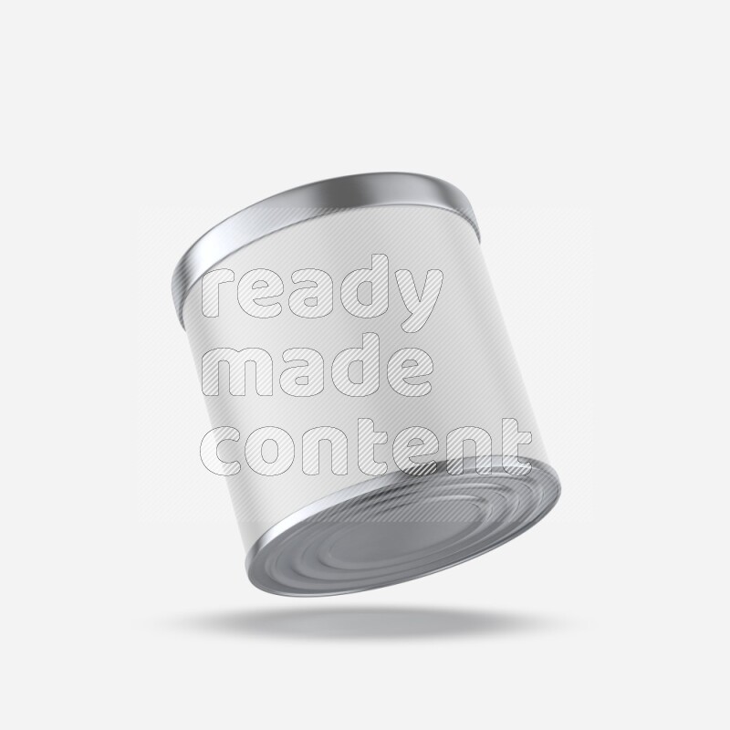 Glossy metallic tin can mockup with label and metal cap isolated on white background 3d rendering