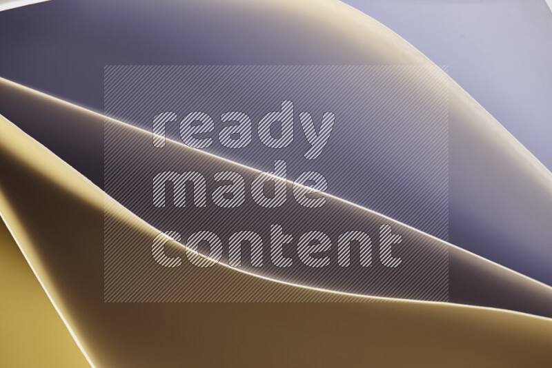 This image showcases an abstract paper art composition with paper curves in gold gradients created by colored light