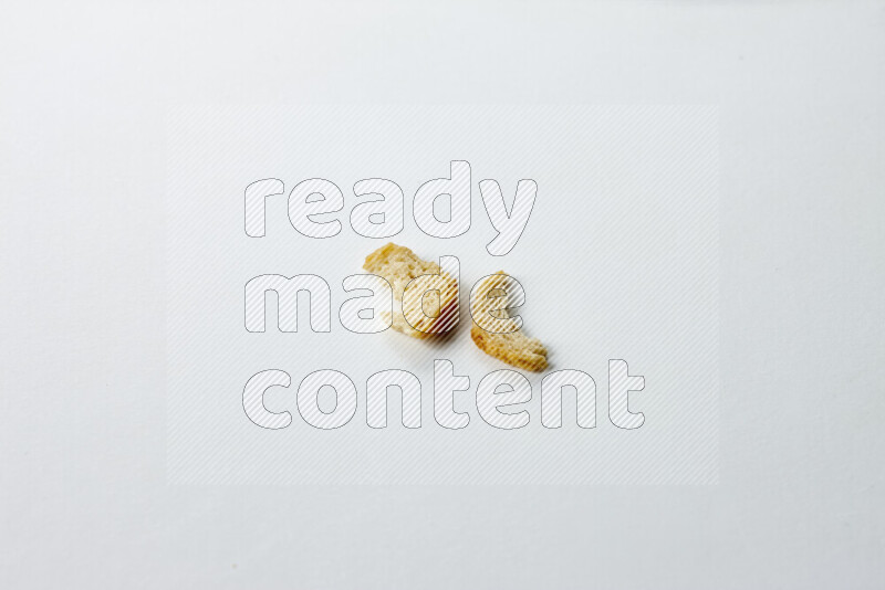 Assorted snacks on white background