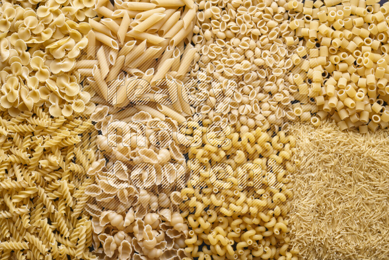 8 types of pasta filling the frame