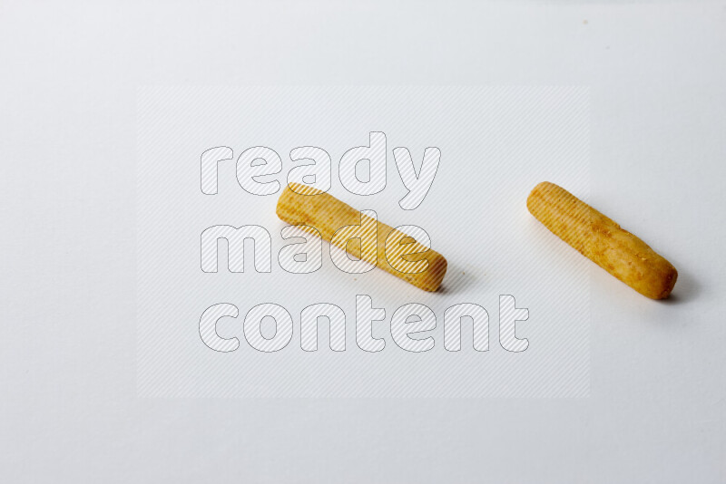 Assorted snacks on white background