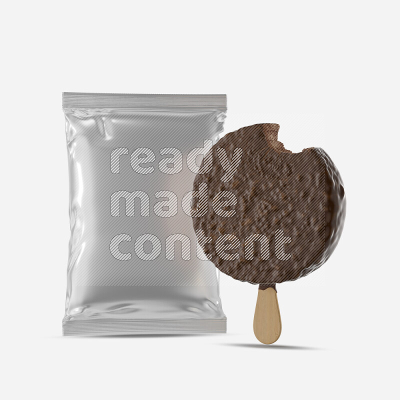Chocolate ice cream stick mockup isolated on white background 3d rendering