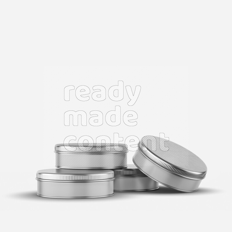 Round metal tin jar mockup with metal lid and label isolated on white background 3d rendering
