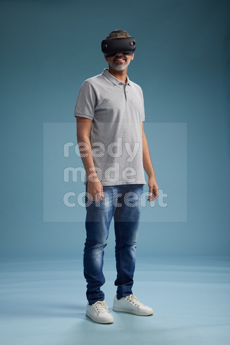 Man Standing Gaming with VR