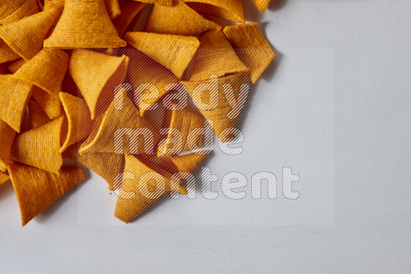 Assorted snacks on white background