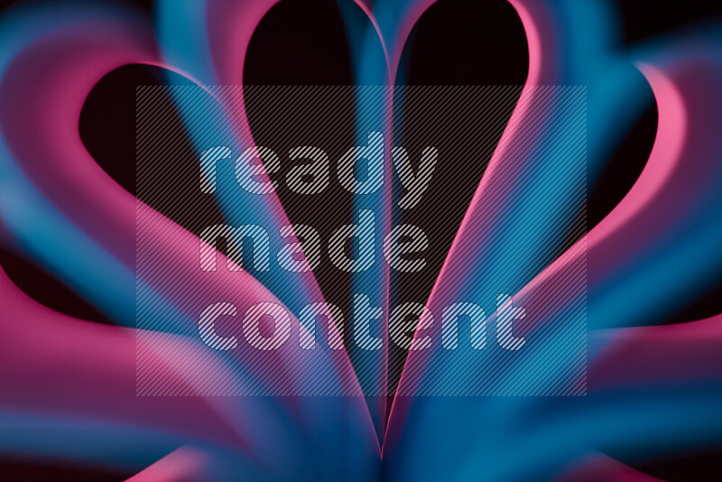 فن تجريدي يعرض منحنيات وتدرجات اللون الأزرق والوردي مكونه بضوء ملون