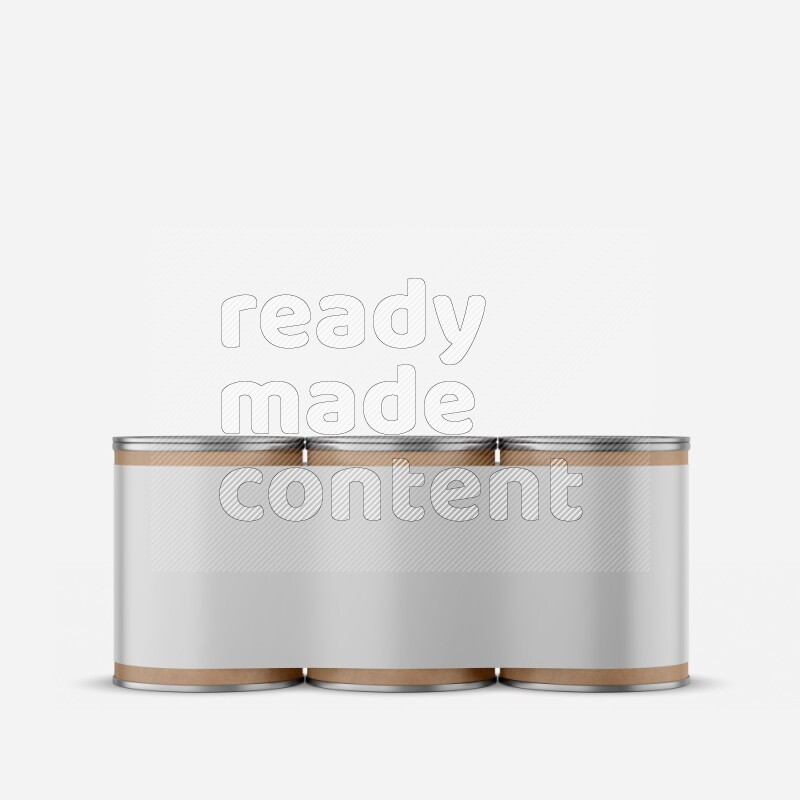 Set of kraft paper tube mockup with metal lid isolated on white background 3d rendering