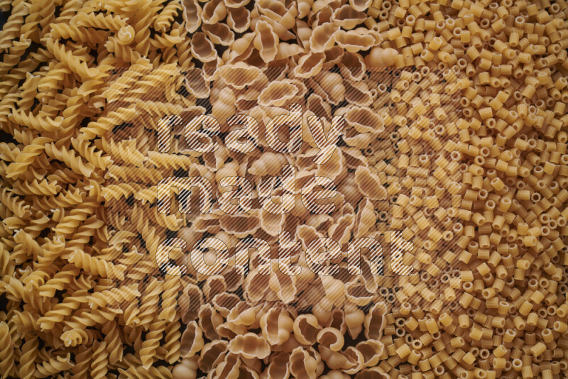 3 types of pasta filling the frame