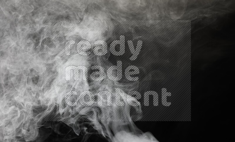 irregular white smoke on black background.