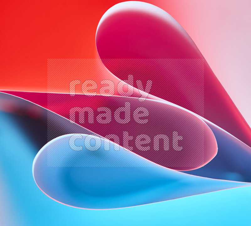 An abstract art of paper folded into smooth curves in blue and red gradients