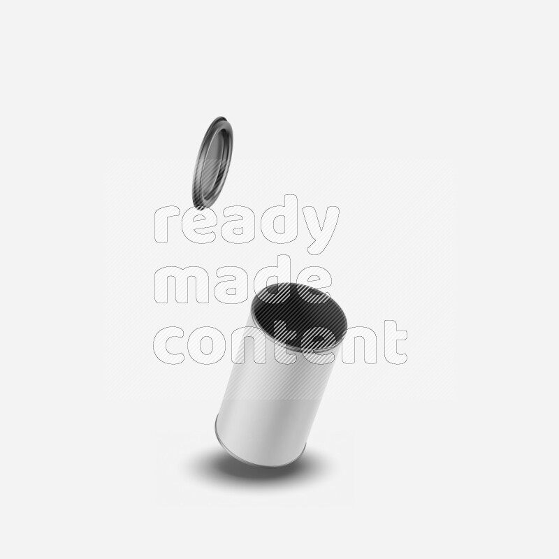 Paper tube mockup with glossy label and metal lid isolated on white background 3d rendering