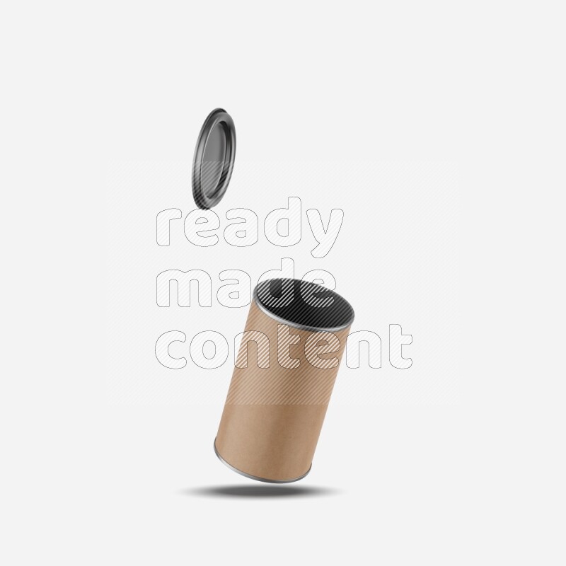 Kraft paper tube mockup with metal lid isolated on white background 3d rendering