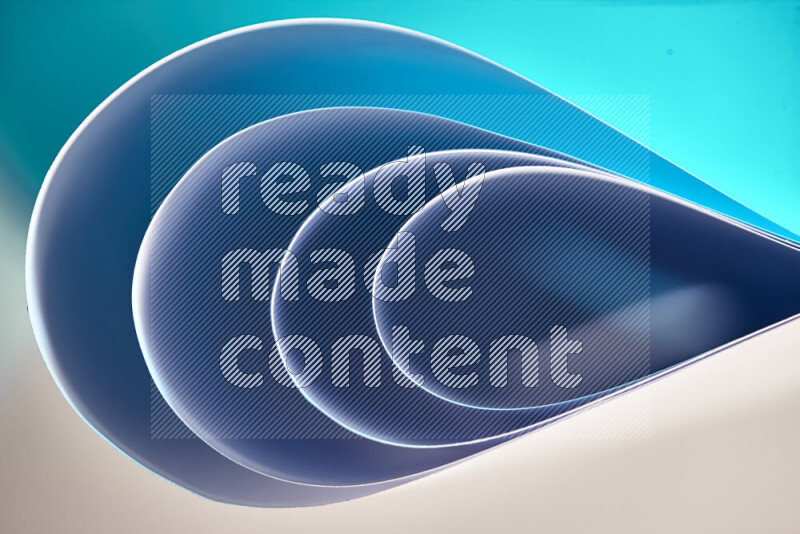 An abstract art of paper folded into smooth curves in blue gradients