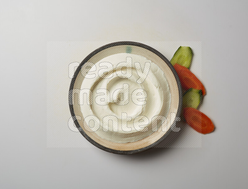 plain Lebnah in a pottery plate on a white background