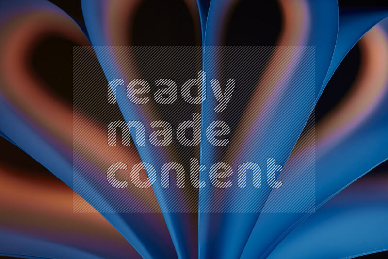 فن تجريدي يعرض منحنيات وتدرجات اللون الأزرق والبرتقالي مكونه بضوء ملون